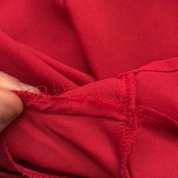 Bright Red Zipper Front Blouse - Picture 3 of 3